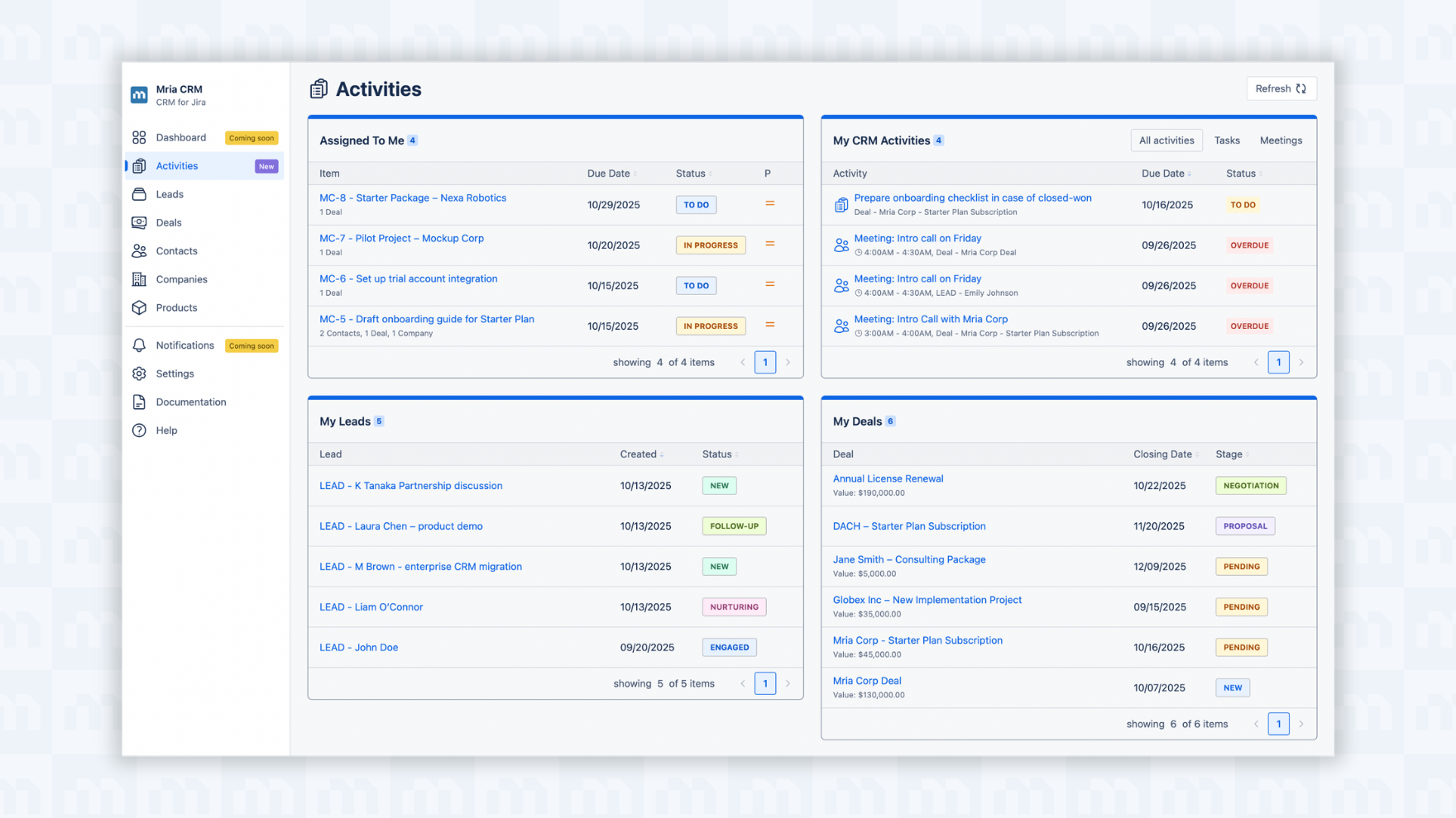 Activities Module: Centralized Sales and Work Management in Jira