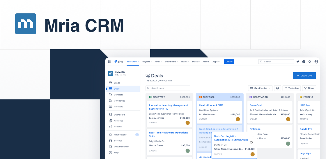 1. Mria CRM: CRM for Jira Teams by Mria Labs