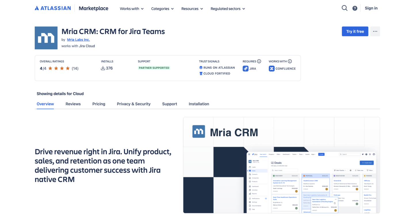 Mria CRM as the Native Jira CRM Layer