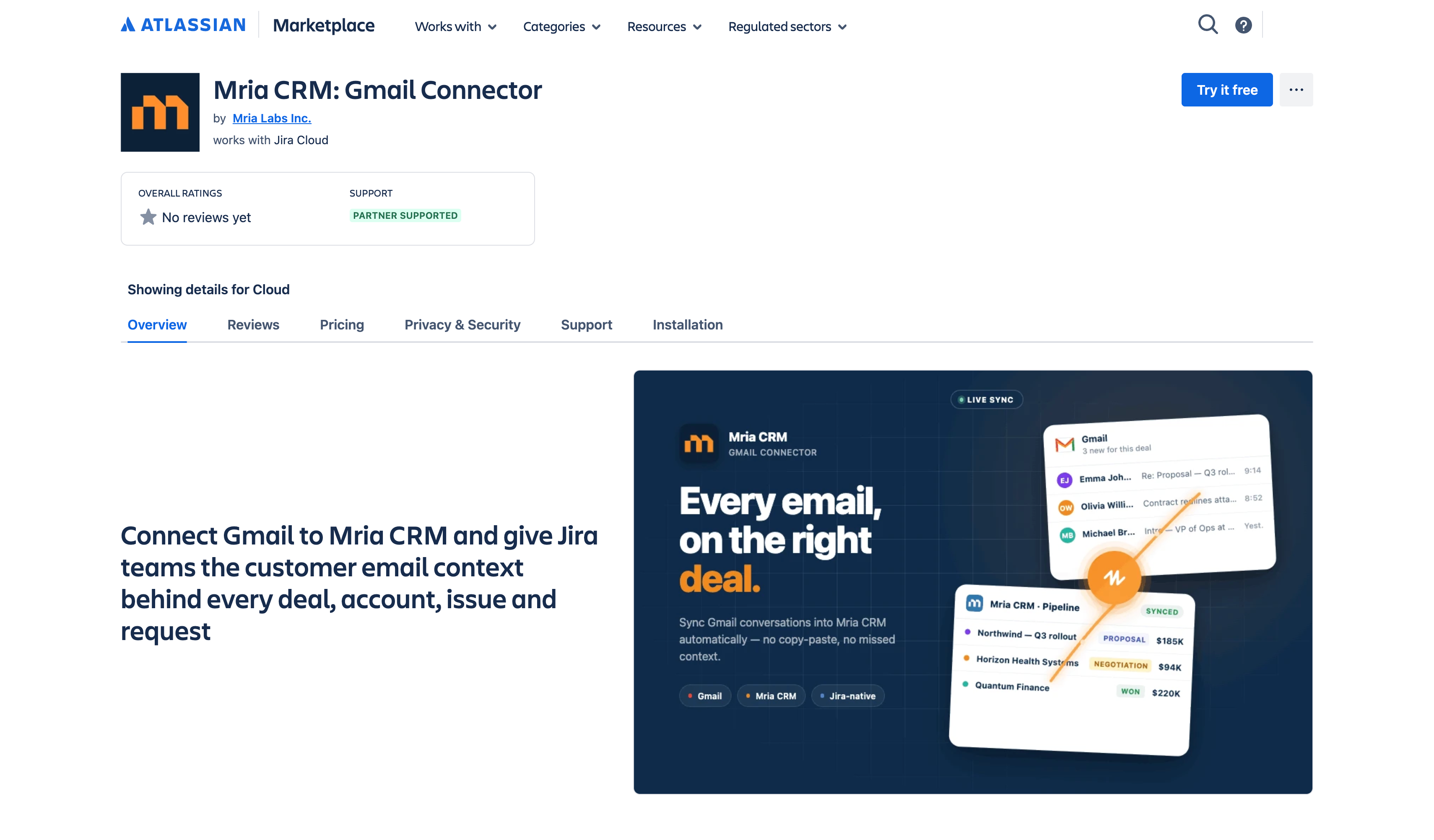 Mria CRM: Gmail Connector - Atlassian Marketplace