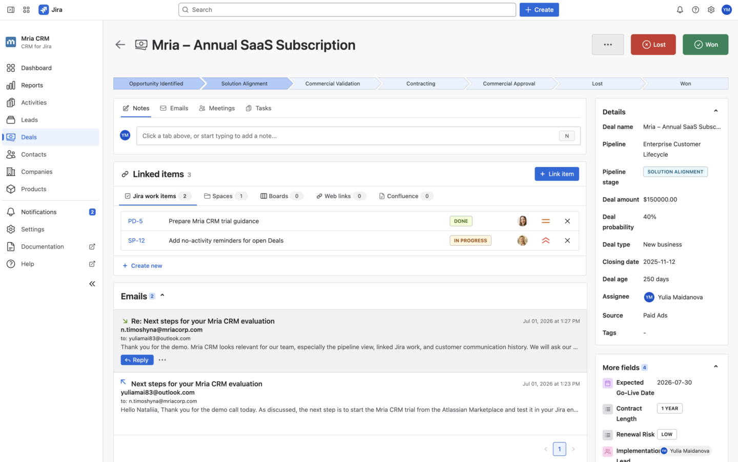Sync Customer Email Replies Back to Mria CRM